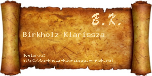 Birkholz Klarissza névjegykártya